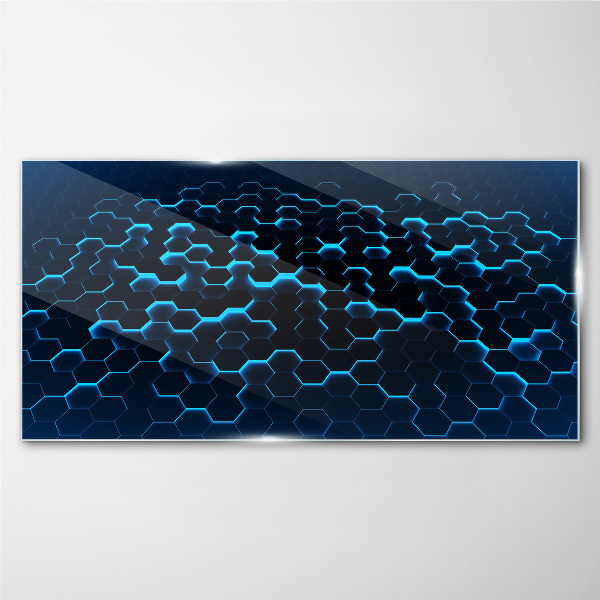 Blue Hexagonal Mesh Glass Wall Art