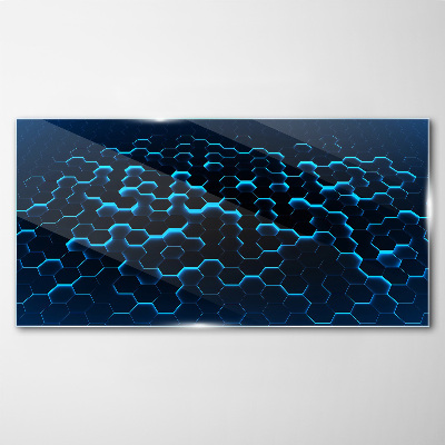 Blue Hexagonal Mesh Glass Wall Art