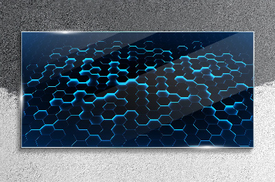 Blue Hexagonal Mesh Glass Wall Art