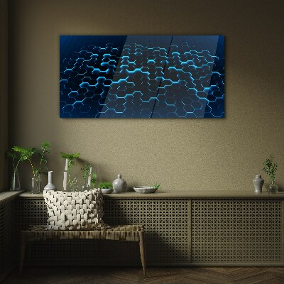 Blue Hexagonal Mesh Glass Wall Art