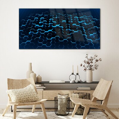 Blue Hexagonal Mesh Glass Wall Art