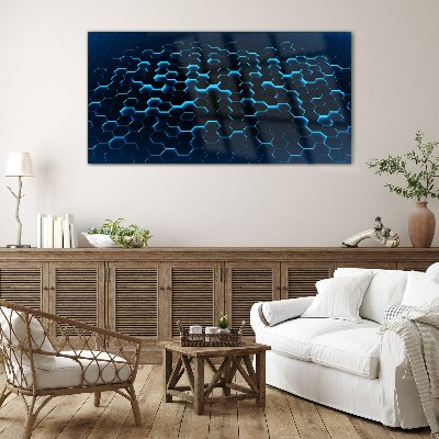 Blue Hexagonal Mesh Glass Wall Art