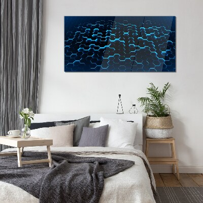 Blue Hexagonal Mesh Glass Wall Art
