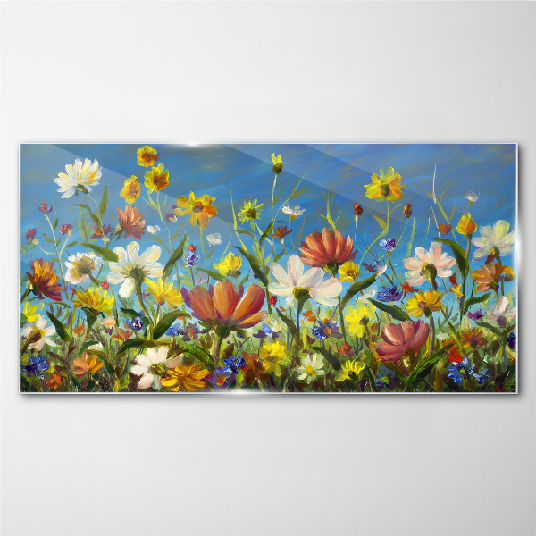 Spring floral landscape Glass Wall Art