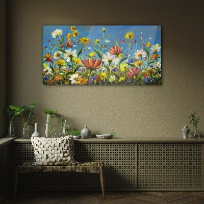 Spring floral landscape Glass Wall Art