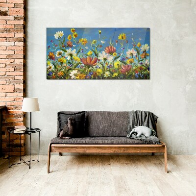 Spring floral landscape Glass Wall Art