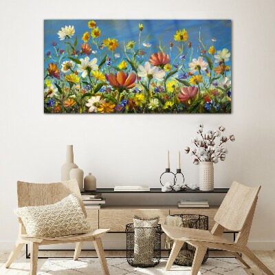 Spring floral landscape Glass Wall Art