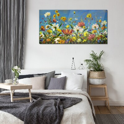 Painting flowers meadow Glass Wall Art