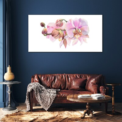 Watercolor orchid flower Glass Wall Art