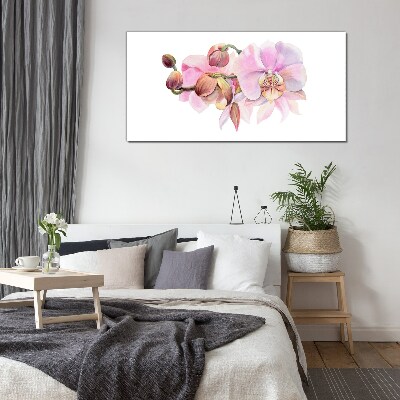Watercolor orchid flower Glass Wall Art