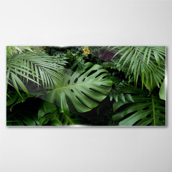 Tropical jungle leaves Glass Wall Art