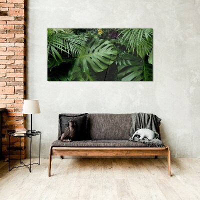 Tropical greenery in the depths of nature Glass Wall Art