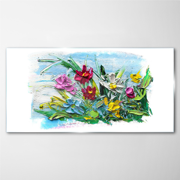 A floral bouquet in intense colors Glass Wall Art