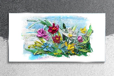 A floral bouquet in intense colors Glass Wall Art