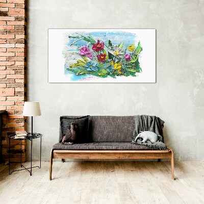 A floral bouquet in intense colors Glass Wall Art