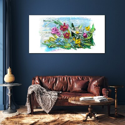 A floral bouquet in intense colors Glass Wall Art