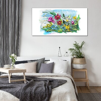 A floral bouquet in intense colors Glass Wall Art