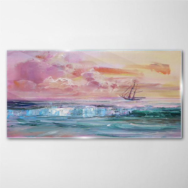 A peaceful sunset over the sea Glass Wall Art