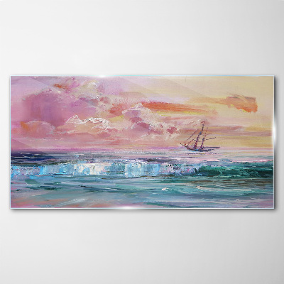 A peaceful sunset over the sea Glass Wall Art