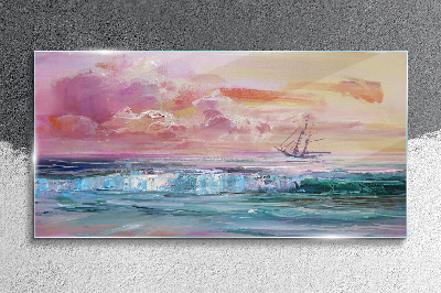 A peaceful sunset over the sea Glass Wall Art