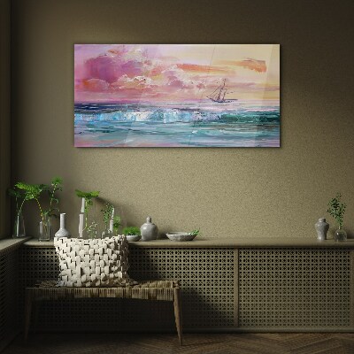 A peaceful sunset over the sea Glass Wall Art