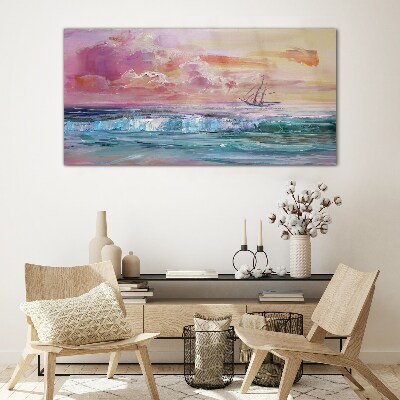 A peaceful sunset over the sea Glass Wall Art