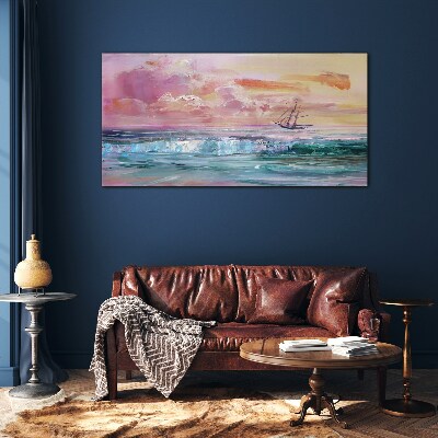 A peaceful sunset over the sea Glass Wall Art