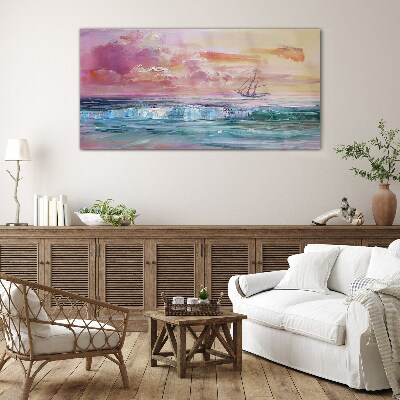 A peaceful sunset over the sea Glass Wall Art