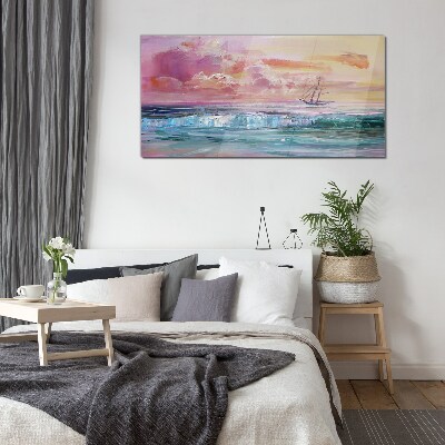 A peaceful sunset over the sea Glass Wall Art
