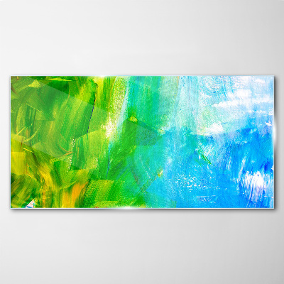 Green and blue abstraction Glass Wall Art