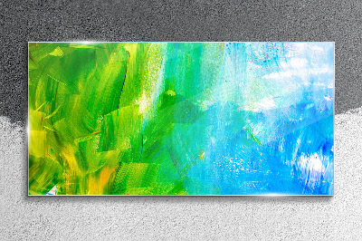 Green and blue abstraction Glass Wall Art