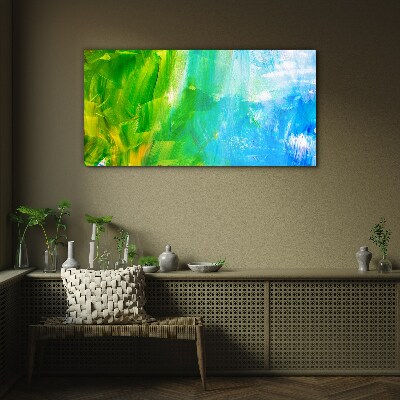 Green and blue abstraction Glass Wall Art