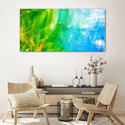 Green and blue abstraction Glass Wall Art