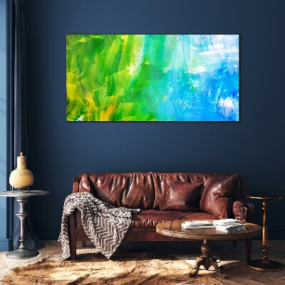 Green and blue abstraction Glass Wall Art