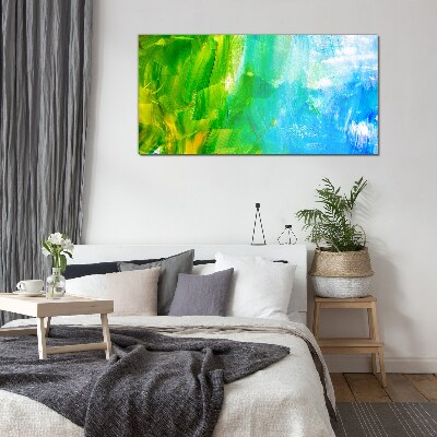 Green and blue abstraction Glass Wall Art