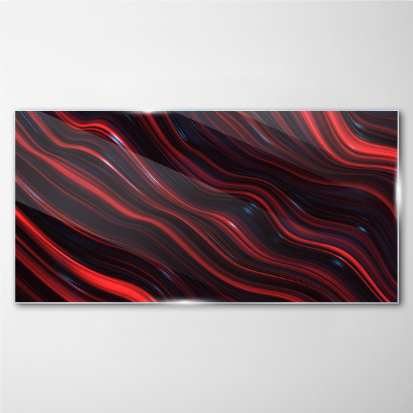 Waves of red and navy blue Glass Wall Art