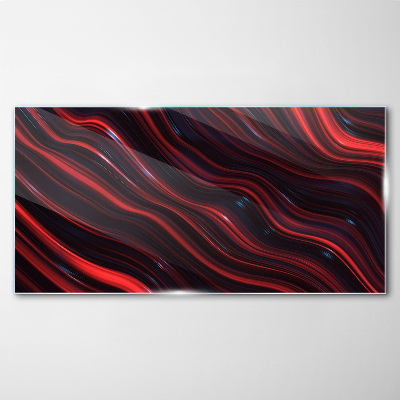 Waves of red and navy blue Glass Wall Art
