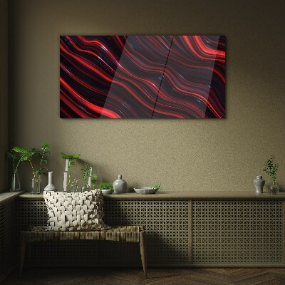 Waves of red and navy blue Glass Wall Art