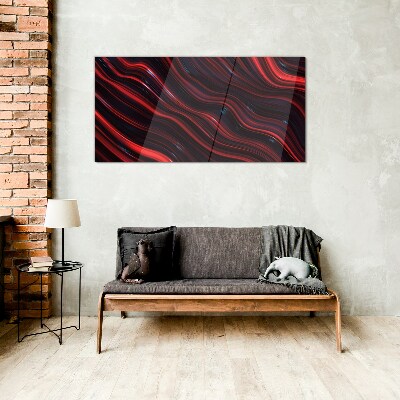 Waves of red and navy blue Glass Wall Art