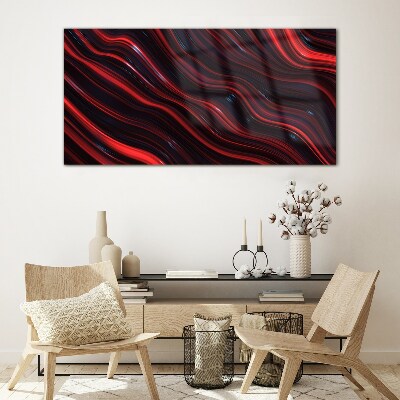 Waves of red and navy blue Glass Wall Art