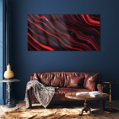 Waves of red and navy blue Glass Wall Art