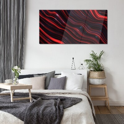 Waves of red and navy blue Glass Wall Art