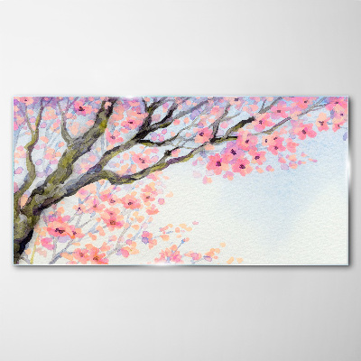 Flower tree branches Glass Wall Art