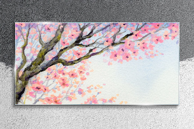 Spring flower landscape Glass Wall Art