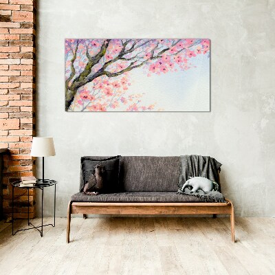 Spring flower landscape Glass Wall Art