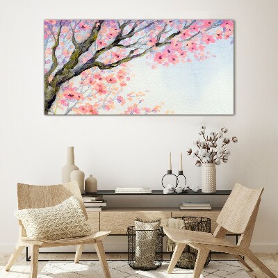 Flower tree branches Glass Wall Art