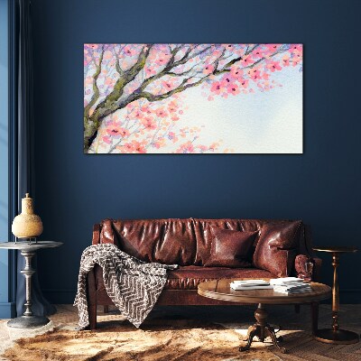 Flower tree branches Glass Wall Art