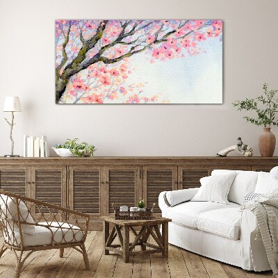 Spring flower landscape Glass Wall Art