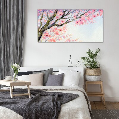 Flower tree branches Glass Wall Art