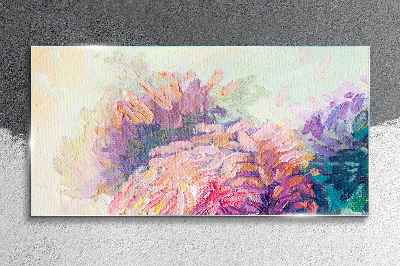 Abstract painting flowers Glass Wall Art